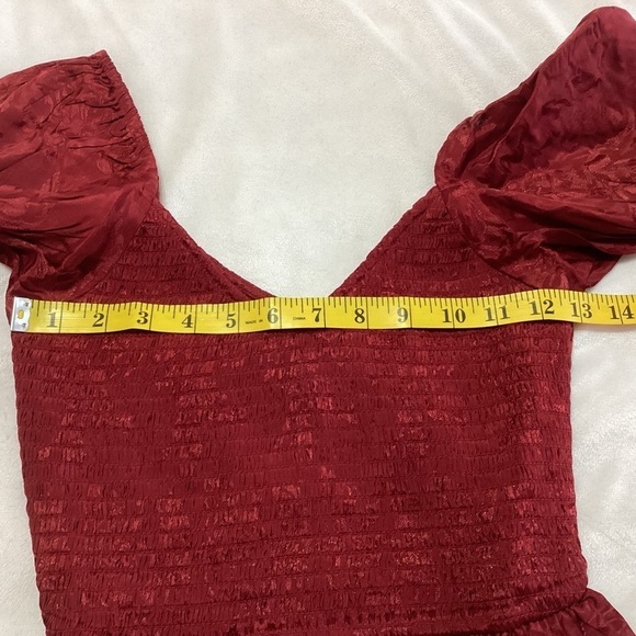 NEW Band of the Free Boho Lea Rhubarb Smocked Crop Top Boho Size XS Red Viscose - Picture 7 of 9
